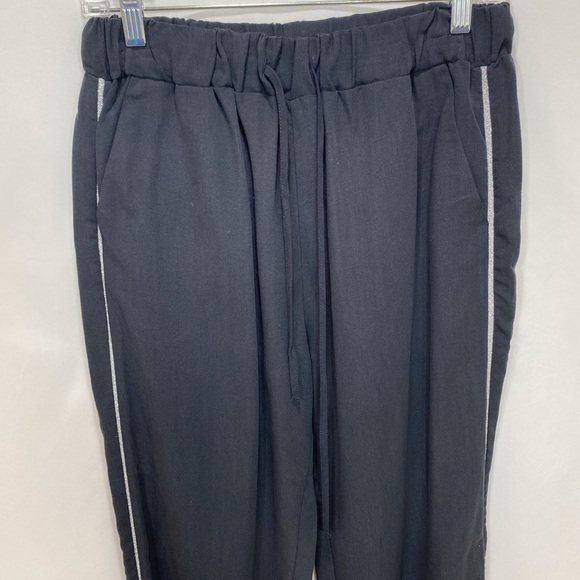 Zara Z 1975 Denim Pull On Black Silver Jogger Pants Women Small - Picture 5 of 10
